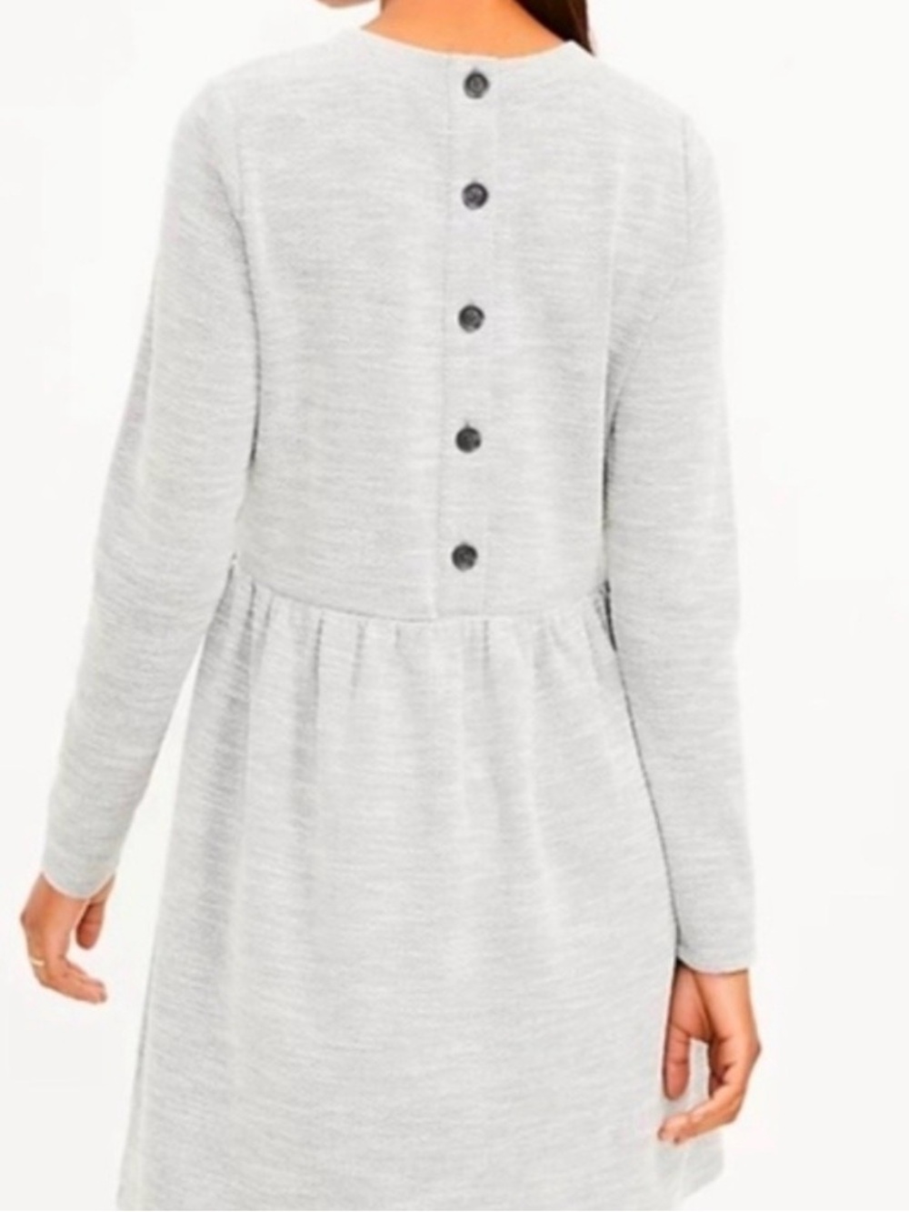 NWT LOFT Chevron Button Back Swing Gray Dress. - Picture 3 of 6